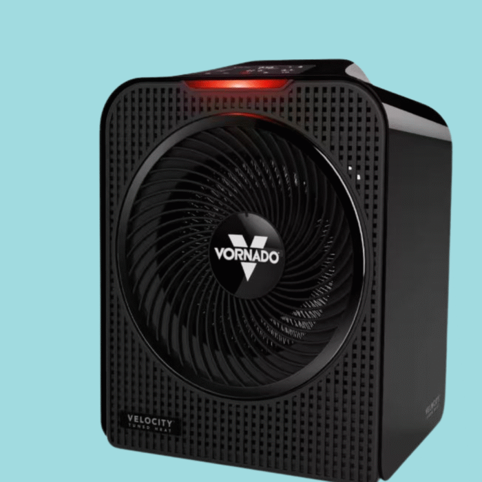 Forced Air Velocity 5 Whole Room 1500-Watt 5118 BTU Electric Space Fan Electric Heater Furnace, Black